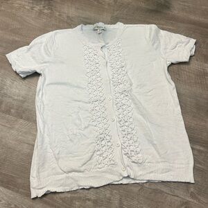 White Short Sleeve Cardigan | Liz Claiborne